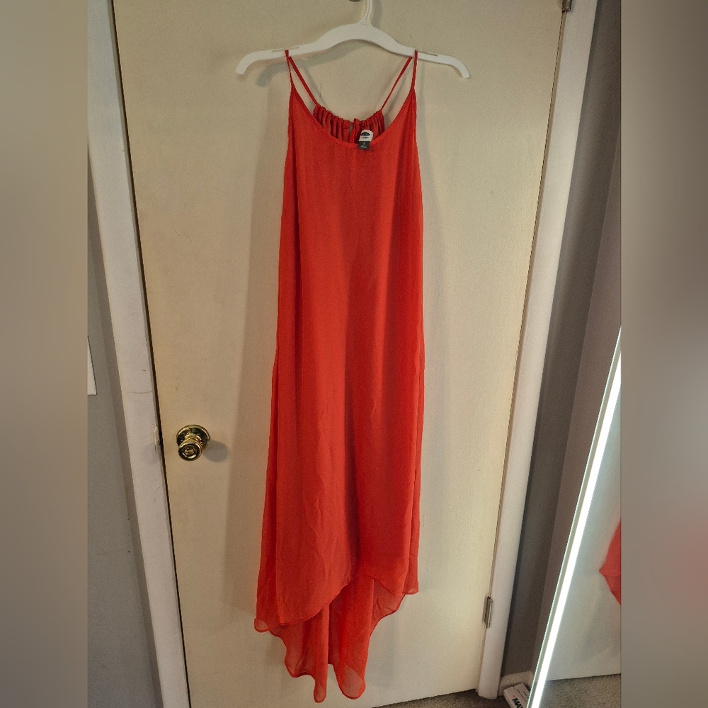 Old Navy Flowy Coral Sleeveless High Low Dress